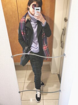「Honeys（ハニーズ）のアイテム（パンツ、ブラック系）」を使った、Mさん（レディース・168cm）の冬コーディネート
