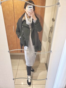 「JEANASIS（ジーナシス）のアイテム（ジャケット/アウター、ブラック系）」を使った、Mさん（レディース・168cm）の冬コーディネート