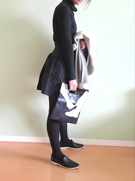 「ニット/セーター」｜「アイテム（ノーカラーコート）」を使った、Mさん（レディース・168cm）の冬コーディネート