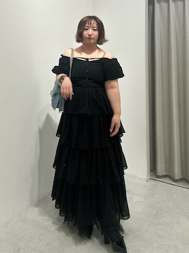 「one after another NICE CLAUP(ワンアフターアナザーナイスクラップ)の【Black Ribbon Collection】バックリボンティアードワンピース(ワンピース、ブラック系)」を使った、oshiiiige17さん(レディース・142cm)の春コーディネート