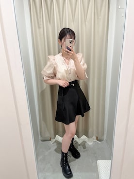 「one after another NICE CLAUP（ワンアフターアナザーナイスクラップ）のアイテム（スカート）」を使った、りぃさん（レディース・156cm）の夏コーディネート