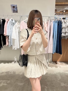 「nice claup」｜「アイテム（ノーカラージャケット）」を使った、りぃさん（レディース・156cm）の春コーディネート