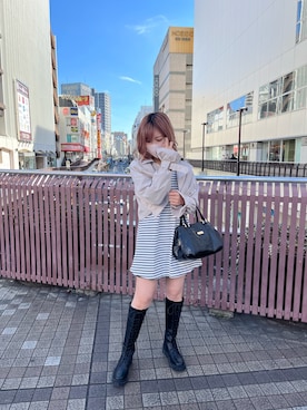 「nice claup」｜「アイテム（トレンチコート）」を使った、りぃさん（レディース・156cm）の冬コーディネート