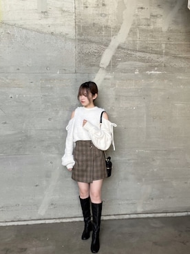「one after another NICE CLAUP（ワンアフターアナザーナイスクラップ）のアイテム（ニット/セーター）」を使った、りぃさん（レディース・156cm）の秋コーディネート