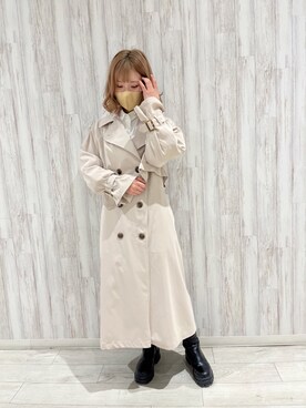 「nice claup」｜「アイテム（トレンチコート）」を使った、りぃさん（レディース・156cm）の冬コーディネート