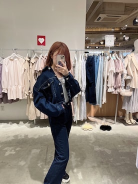 「one after another NICE CLAUP（ワンアフターアナザーナイスクラップ）のアイテム（デニムジャケット）」を使った、りぃさん（レディース・156cm）の春コーディネート