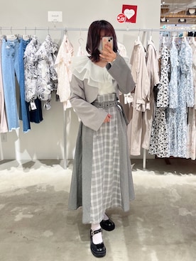 「nice claup」｜「アイテム（ノーカラージャケット）」を使った、りぃさん（レディース・156cm）の春コーディネート