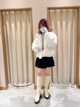「アイテム（ダウンジャケット/コート）」を使った、りぃさん（レディース・156cm）の秋コーディネート