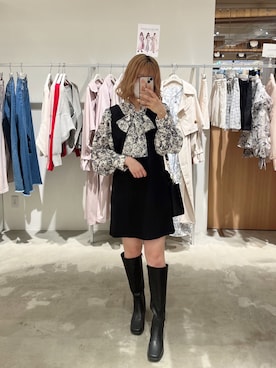 「トワルドジュイ」｜「アイテム（ワンピース/ドレス）」を使った、りぃさん（レディース・156cm）の春コーディネート