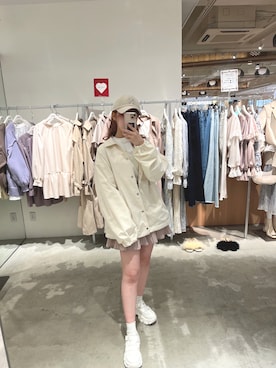 「アイテム（その他アウター）」を使った、りぃさん（レディース・156cm）の春コーディネート
