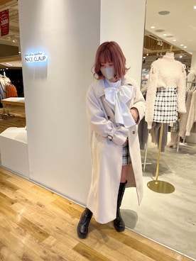 「ケープコート」｜「アイテム（ステンカラーコート）」を使った、りぃさん（レディース・156cm）の冬コーディネート