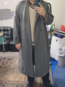 「RAGEBLUE（レイジブルー）のアイテム（トレンチコート）」を使った、Ryuさん（メンズ・184cm）の春コーディネート