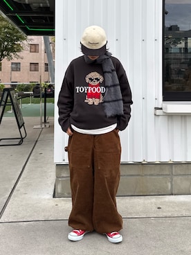 「アイテム（マフラー）」を使った、たけさきさん（レディース・160cm）の秋コーディネート