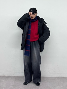 「CIAOPANIC TYPY（チャオパニックティピー）のアイテム（ダウンジャケット/コート）」を使った、たけさきさん（レディース・160cm）の冬コーディネート