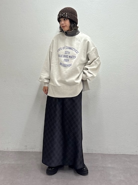 「アイテム（ニットキャップ/ビーニー）」を使った、たけさきさん（レディース・160cm）の秋コーディネート