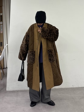 「秋服コーデ」｜「アイテム（ダウンジャケット/コート）」を使った、たけさきさん（レディース・160cm）の秋コーディネート