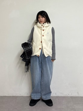 「アイテム（サンダル）」を使った、たけさきさん（レディース・160cm）の秋コーディネート