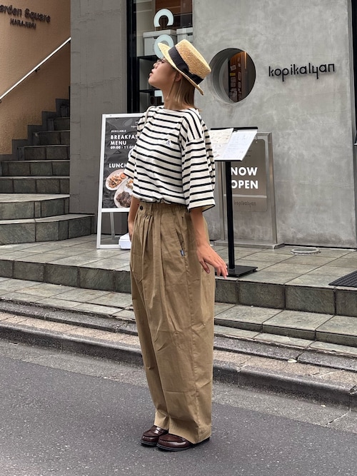 【GEVACO】ボートネック半袖ボーダーTEE