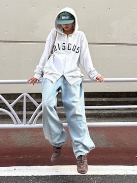 「DISCUS（ディスカス）のアイテム（キャップ）」を使った、たけさきさん（レディース・159cm）の秋コーディネート