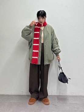 「アイテム（MA-1）」を使った、たけさきさん（レディース・160cm）の冬コーディネート