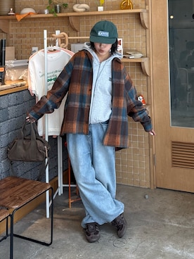 「アイテム（パーカー）」を使った、kkyn78さん（レディース・159cm）の秋コーディネート