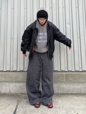 「アイテム（MA-1）」を使った、たけさきさん（レディース・160cm）の秋コーディネート