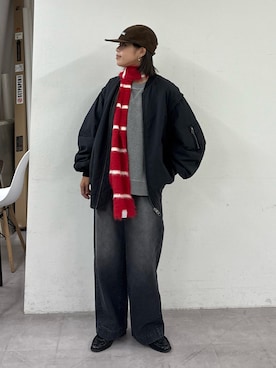 「アイテム（MA-1）」を使った、たけさきさん（レディース・160cm）の秋コーディネート