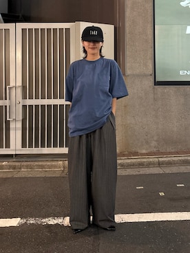 「CIAOPANIC TYPY（チャオパニックティピー）の【TYPY×LOTTE板ガム】持続冷感バックロゴクールミントポケットTEE（Tシャツ/カットソー、ブルー系）」を使った、たけさきさん（レディース・160cm）の春コーディネート
