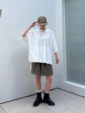 「CIAOPANIC TYPY（チャオパニックティピー）のアイテム（帽子）」を使った、たけさきさん（レディース・160cm）の夏コーディネート