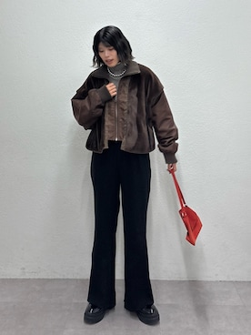 「アイテム（ミリタリージャケット）」を使った、たけさきさん（レディース・160cm）の秋コーディネート