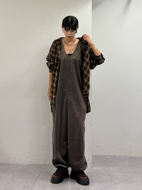 セール】ベロア裾ドロストオールインワン（つなぎ/オールインワン