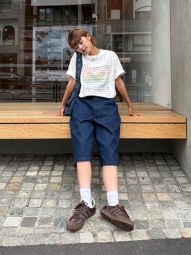 「アイテム（Tシャツ/カットソー、その他）」を使った、たけさきさん（レディース・159cm）の夏コーディネート