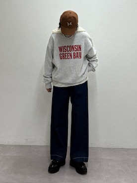 「CIAOPANIC TYPY（チャオパニックティピー）の【UNISEX】NEWアシッドウォッシュ加工ロゴスウェット（スウェット）」を使った、たけさきさん（レディース・160cm・20代）の秋コーディネート