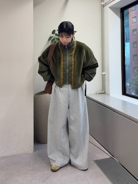 「アイテム（ミリタリージャケット）」を使った、たけさきさん（レディース・160cm）の秋コーディネート