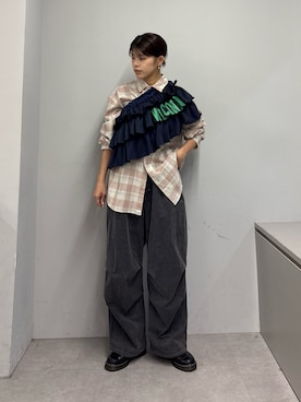 「etsinta（エシンタ）のアイテム（パンツ）」を使った、たけさきさん（レディース・160cm）の春コーディネート