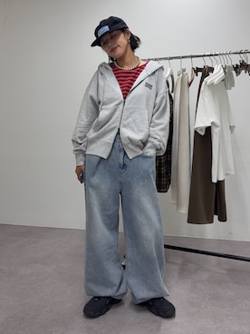 「DISCUS（ディスカス）のアイテム（キャップ）」を使った、たけさきさん（レディース・160cm）の秋コーディネート