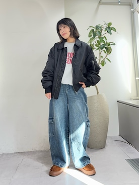 「アイテム（MA-1）」を使った、たけさきさん（レディース・160cm・20代）の冬コーディネート