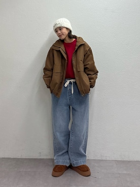 「アイテム（サンダル）」を使った、たけさきさん（レディース・160cm・20代）の冬コーディネート