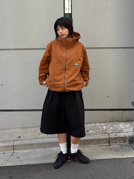 「CIAOPANIC TYPY（チャオパニックティピー）の【UNISEX】タックワイドハーフパンツ（その他パンツ、ブラック系）」を使った、たけさきさん（レディース・160cm）の夏コーディネート