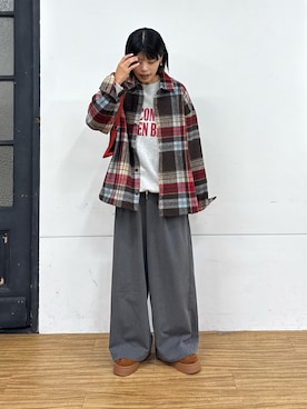 「CIAOPANIC TYPY（チャオパニックティピー）のムートンサンダル（サンダル）」を使った、kkyn78さん（レディース・160cm）の秋コーディネート