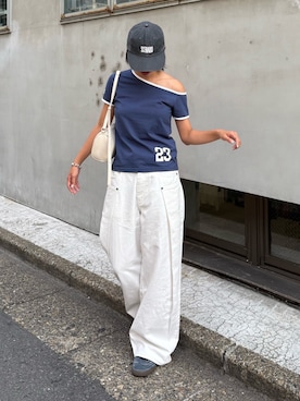 「ODD STUDIO（オッドスタジオ）のアイテム」を使った、たけさきさん（レディース・159cm）の夏コーディネート