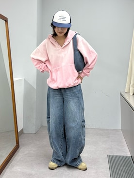 「CIAOPANIC TYPY（チャオパニックティピー）の【UNISEX】ポーチ付き中綿ハンドBAG（ショルダーバッグ）」を使った、たけさきさん（レディース・160cm）の冬コーディネート