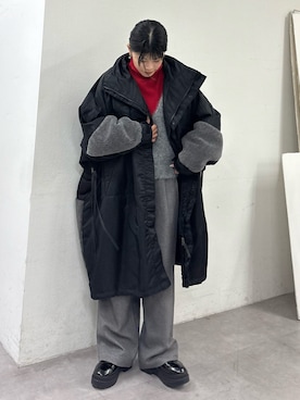 「スラックスパンツ」｜たけさきさん（レディース・160cm）の冬コーディネート