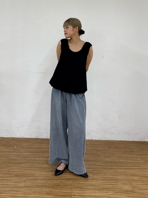 ギャザードロストノースリーブブラウスTee