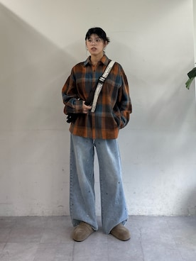 「DISCUS（ディスカス）のアイテム」を使った、たけさきさん（レディース・160cm）の秋コーディネート