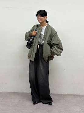 「アイテム（MA-1）」を使った、kkyn78さん（レディース・159cm）の夏コーディネート