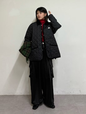 「GEVACO（ゲバコ）の【軽量/洗える】【GEVACO】キルトミドルコート（ブルゾン）」を使った、たけさきさん（レディース・160cm）の秋コーディネート