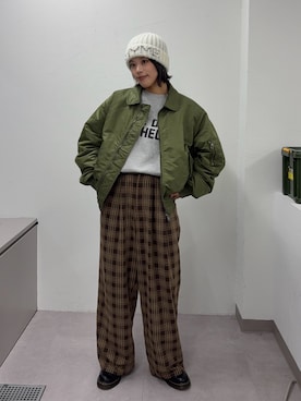 「アイテム（ニットキャップ/ビーニー）」を使った、たけさきさん（レディース・160cm）の冬コーディネート