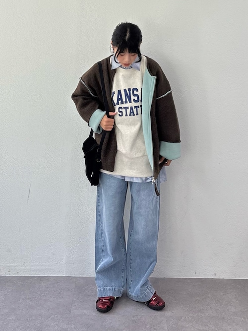 セール】【軽アウターとしても◎/ふわもち】ダブルジップ配色ヤク