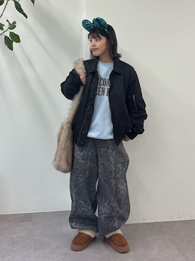 「アイテム（MA-1）」を使った、たけさきさん（レディース・160cm・20代）の冬コーディネート